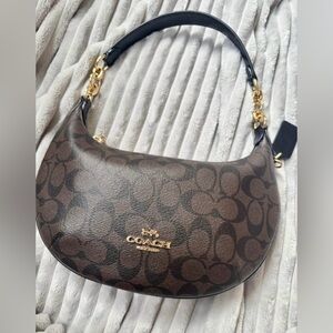 Coach Dark Brown Signature Shoulder Bag